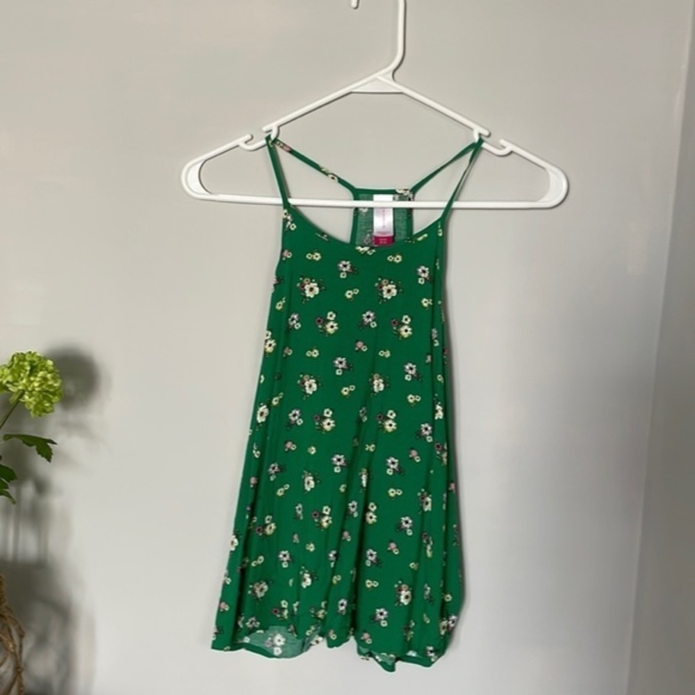 No Boundaries for Walmart XS green floral tank top shirt racer back​​